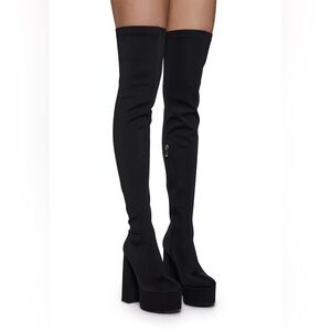 Doll’s Kill Black Over The Knee Boots
